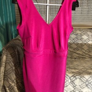 Hot pink slimming dress with a low v back